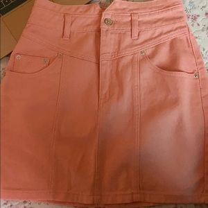 Pink denim skirt